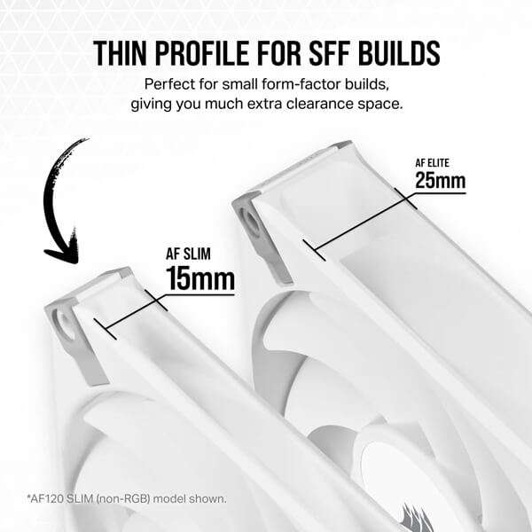 Corsair iCUE AF120 RGB SLIM 120mm Cabinet Fan – White (Twin Pack)